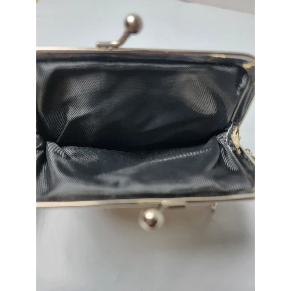 Gold Quilted Kiss Lock Coin Purse Keychain Mini Wallet Metallic Clutch Pouch